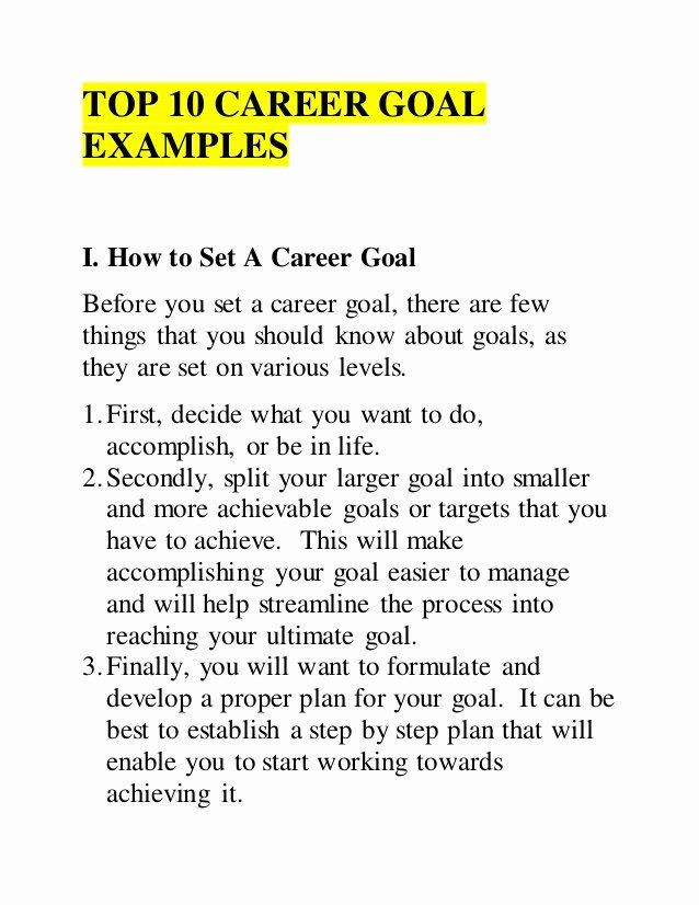 10 Year Career Plan Template 10 Year Career Plan Template New top 10 Career Goal Examples