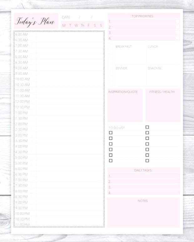 2016 Daily Planner Template Daily Planner Printable Daily to Do List Planner Insert