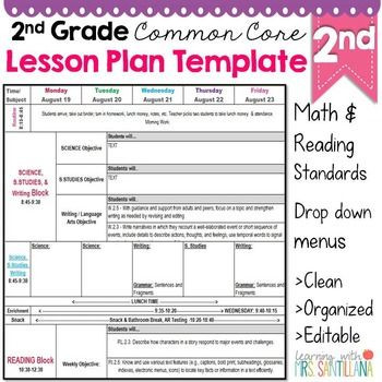 2nd Grade Lesson Plan Template 2nd Grade Mon Core Lesson Plan Template