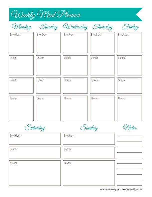 30 Day Meal Plan Template 30 Days Of Free Printables Weekly Meal Planner Worksheet