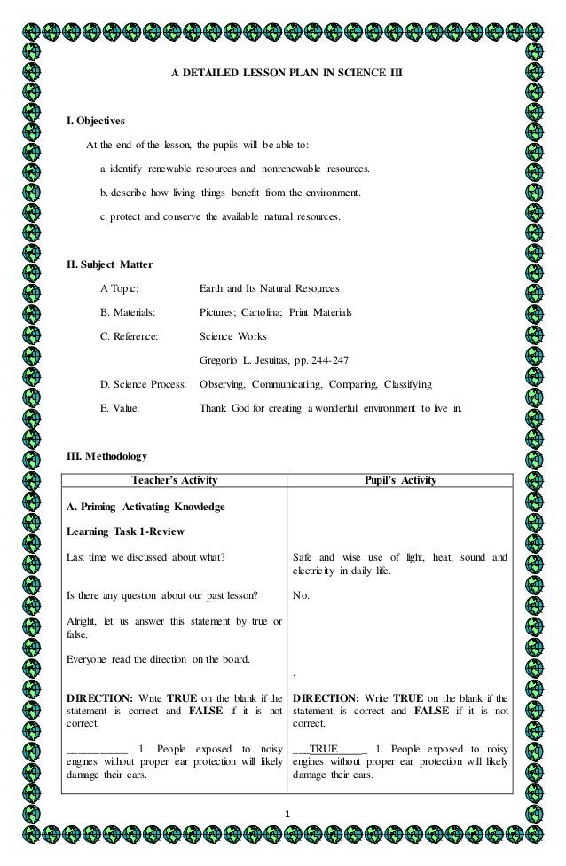 3rd Grade Lesson Plan Template 4a S Detailed Lesson Plan In Science 3