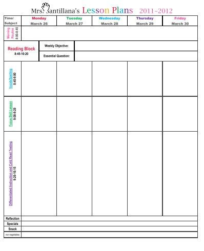 3rd Grade Lesson Plan Template Free Lesson Plans