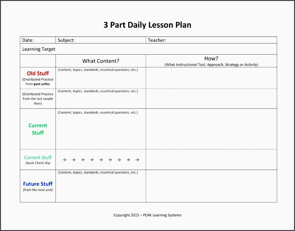 5 Day Lesson Plan Template 3 Part Lesson Plan Template Lovely 5 Daily Lesson Planner