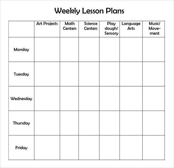5 Day Lesson Plan Template Best S Of Printable Weekly Preschool Lesson Plans
