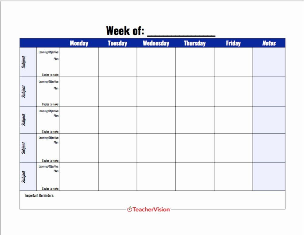 5 Day Lesson Plan Template Teacher Day Plan Template Lovely Free Weekly Lesson Plan