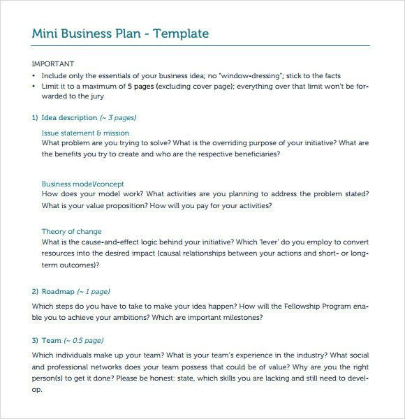 5 Page Business Plan Template Mini Business Plan Template Unique 10 E Page Business Plan