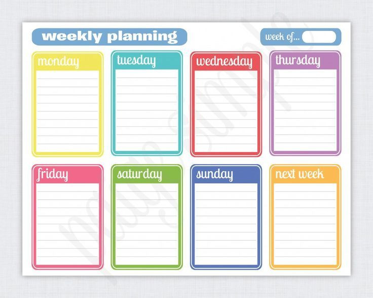 7 Day Planner Template Free Printable Weekly Planner
