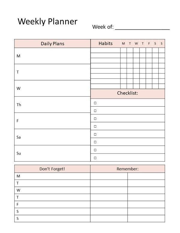 7 Day Weekly Planner Template 7 Day Overview