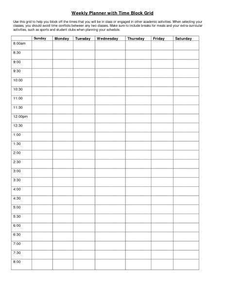 7 Day Weekly Planner Template 8 Best Printable Weekly Planner with Time Slots