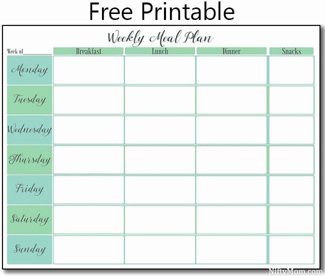7 Day Weekly Planner Template Meal Plan Template Printable Inspirational Free Printable