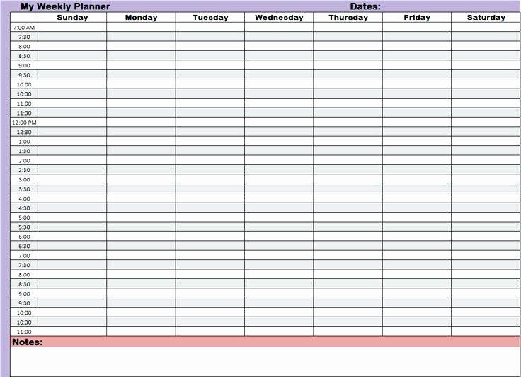 7 Day Weekly Planner Template Weekly Schedule Template with Hours Lovely 7 Day 24 Hour