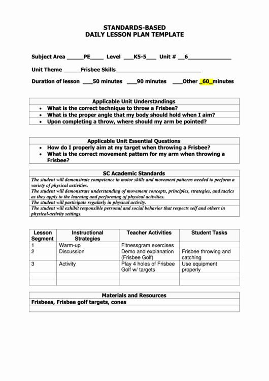 90 Minute Lesson Plan Template Standards Based Lesson Plan Template Fresh Standards Based