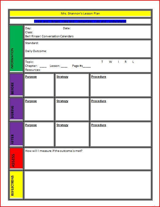 After School Lesson Plan Template Lesson Plan Template