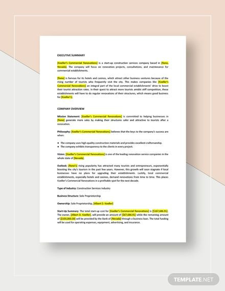 Apple Pages Business Plan Template Renovation Business Plan Template Word Doc