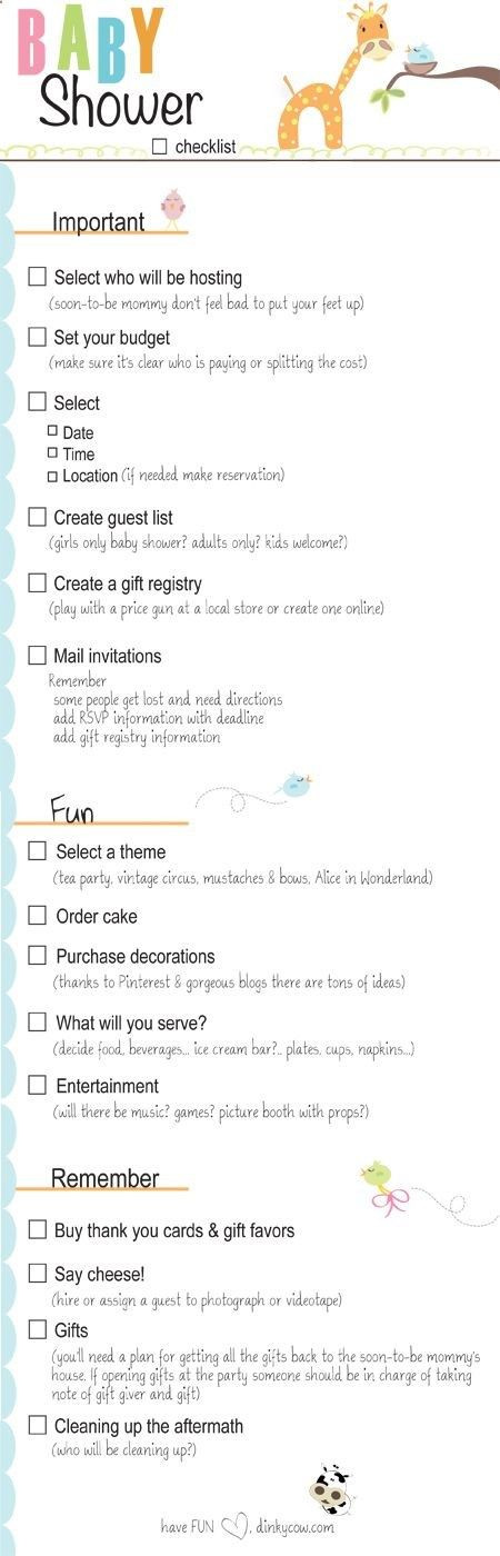 Baby Shower Planning Checklist Template Baby Shower Checklist for Party Planning Printable Version