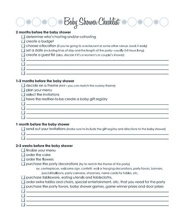 Baby Shower Planning Checklist Template Months Baby Shower Checklist Template Printable Checklist