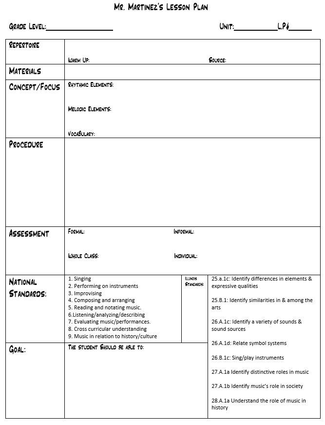 Band Lesson Plan Template Mr M S Music Blog Lesson Plan Template