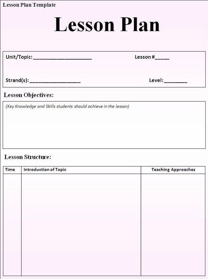Basic Lesson Plan Template Word Simple Lesson Plan