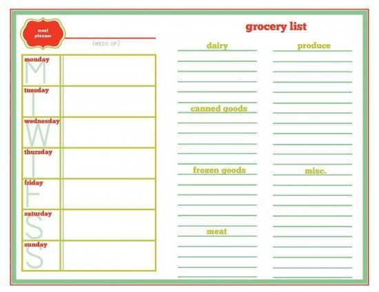 Bi Weekly Meal Planner Template Pin On C O O K I N G T I P S