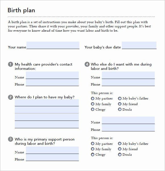 Birth Plan Template Word Sample Birthing Plan Template Elegant 9 Birth Plan Templates