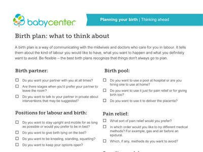 Birthing Plan Template Writing A Birth Plan Babycenter Canada