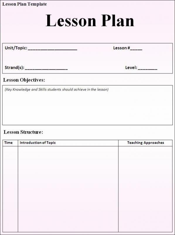Blank Lesson Plan Template Free Lesson Plan Template Word