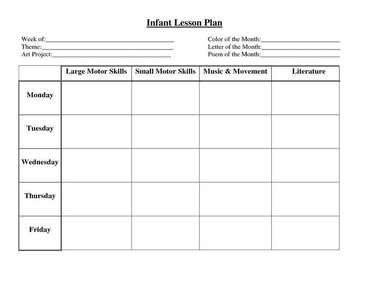 Blank toddler Lesson Plan Template Image Result for Simple Lesson Plan Template