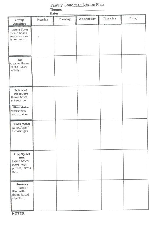 Blank toddler Lesson Plan Template Lesson Plan Template