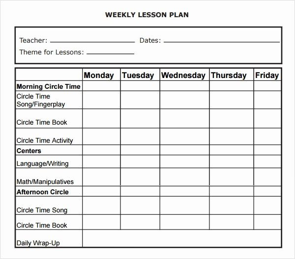 Blank Weekly Lesson Plan Template Weekly Lesson Plan Template Pdf Luxury Weekly Lesson Plan 8