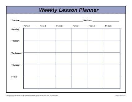 Blank Weekly Lesson Plan Template Weekly Multi Period Lesson Plan Template Secondary