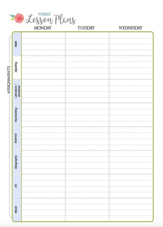 Block Lesson Plan Template Editable and Printable 8 Subject assignment Weekly