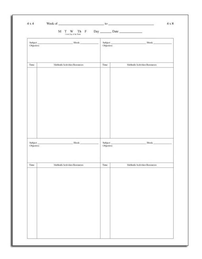 Block Schedule Lesson Plan Template Lesson Plan Book Ideas