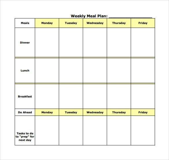 Bodybuilding Meal Planner Template Meal Plan Template 4