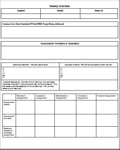 Ccss Math Lesson Plan Template Free Weekly Lesson Plan Template and Teacher Resources