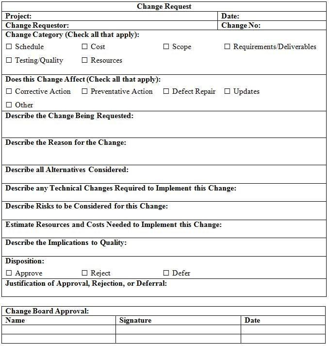 Change Management Plan Template Excel Change Request Template Project Management Docs