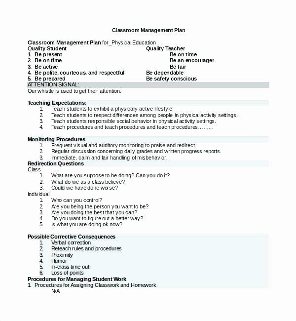 Classroom Management Plan Template Elementary Classroom Management Plan Template Elementary New Image