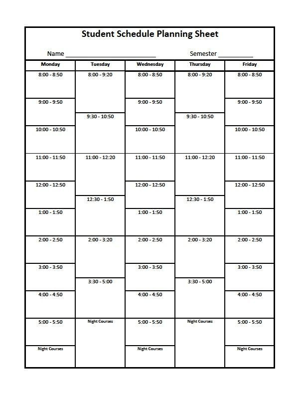 College Semester Course Planner Template College Semester Course Planner Template Elegant College