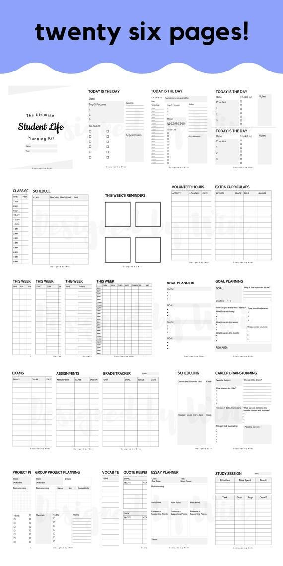 College Semester Course Planner Template Student Planner Printables Academic Planner College