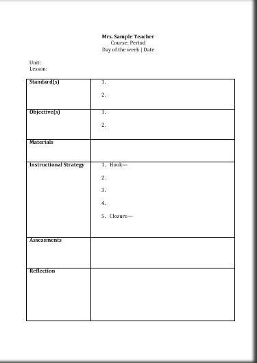 Common Core Lesson Plan Template Daily Lesson Plan Template for Mon Core Teachers This
