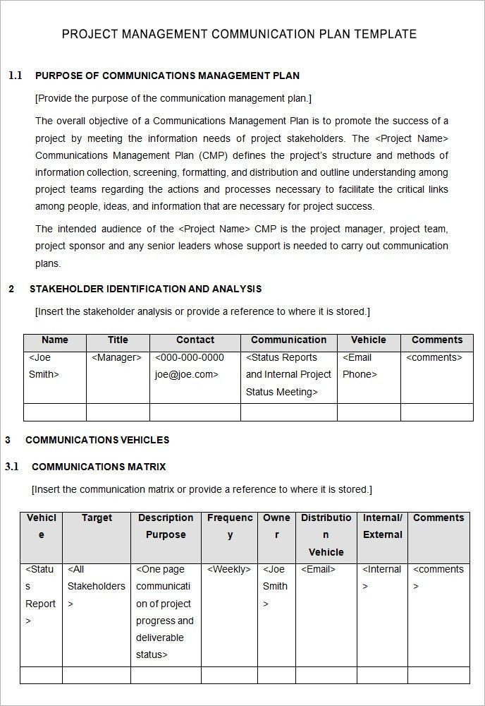 Communications Plan Template Word Project Management Munication Plan Template 5 Free Word