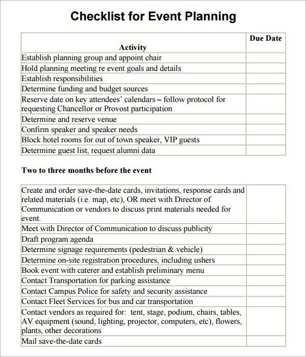 Conference event Planning Checklist Template event Planning Checklist Template