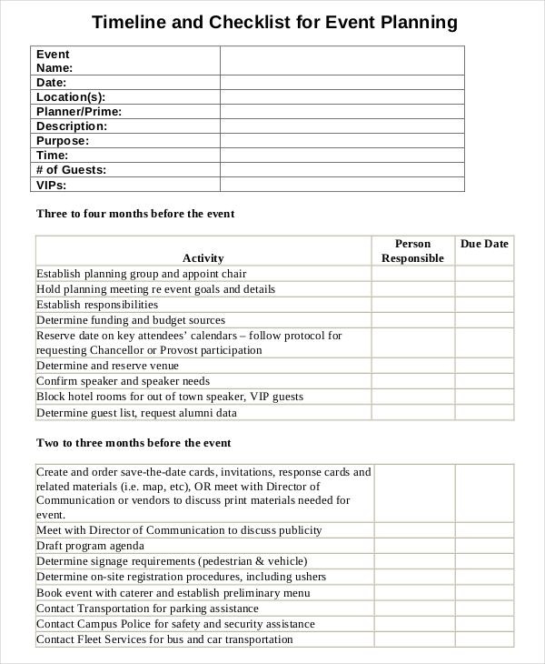 Conference event Planning Checklist Template event Planning Timeline Template