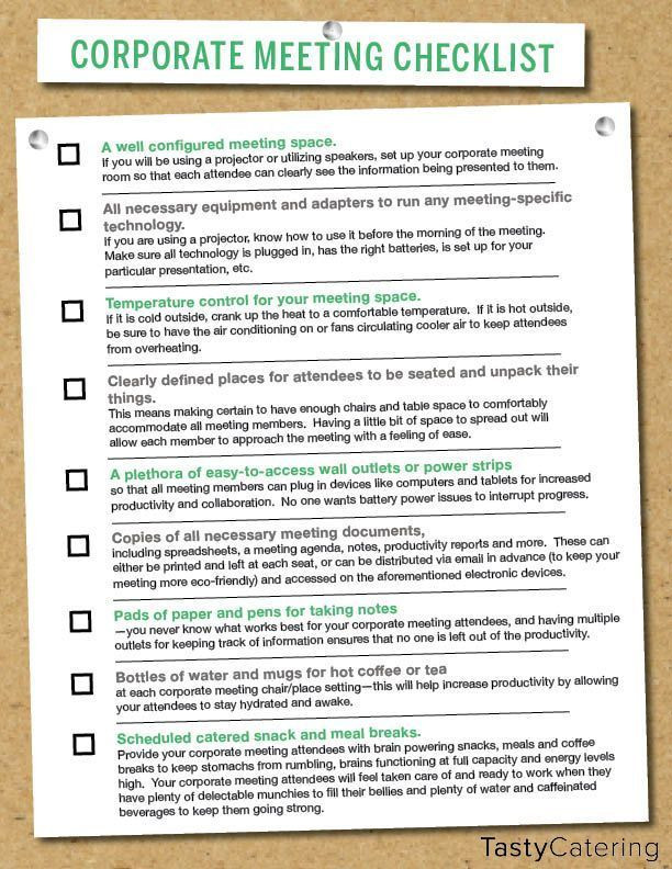 Conference Planning Template Checklist Checklist to Help Plan for A Corporate Meeting