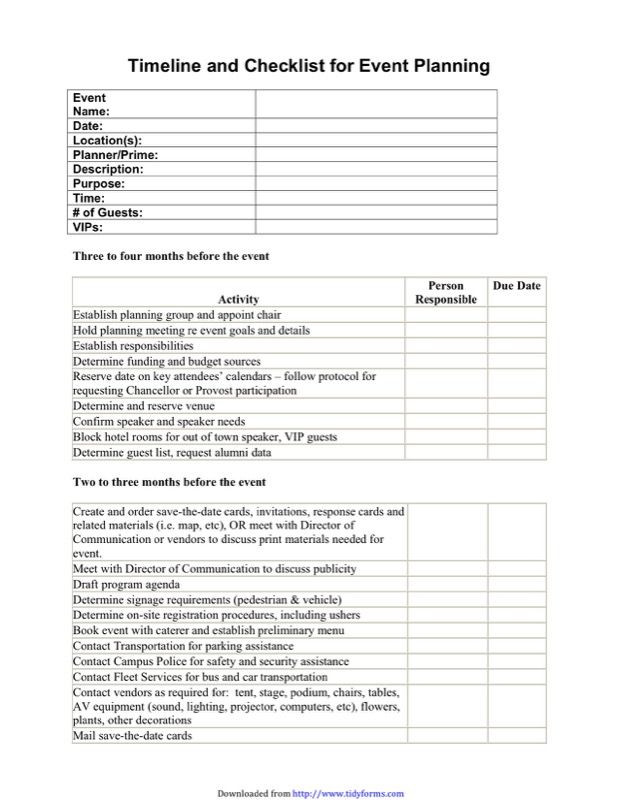 Conference Planning Template Checklist Download event Planning Checklist for Free Tidyform