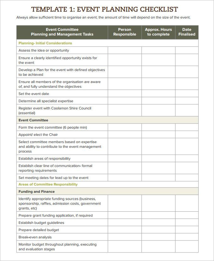 Conference Planning Template Checklist event Checklist Template 13 Free Word Excel Pdf