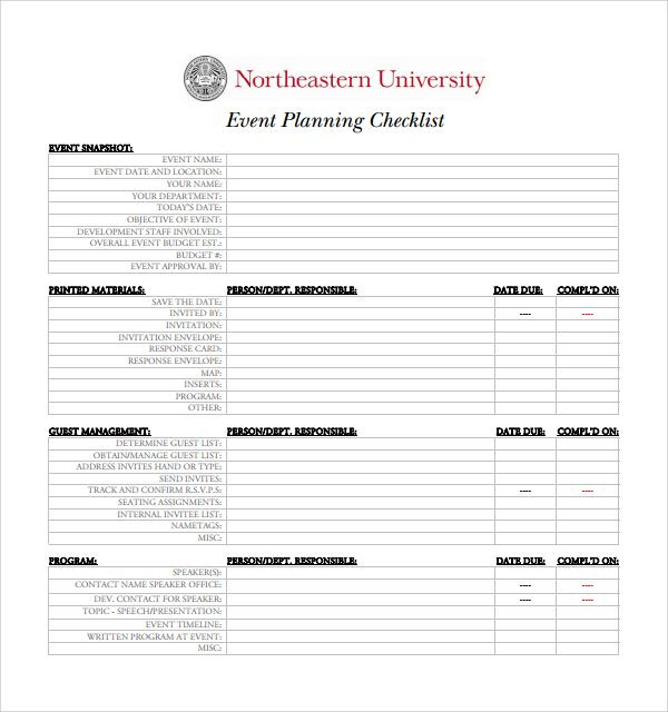 Conference Planning Template Checklist Sample event Planning Checklist