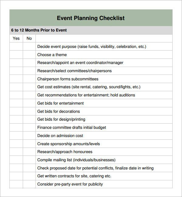 Conference Planning Template Checklist Special event Planning Checklist