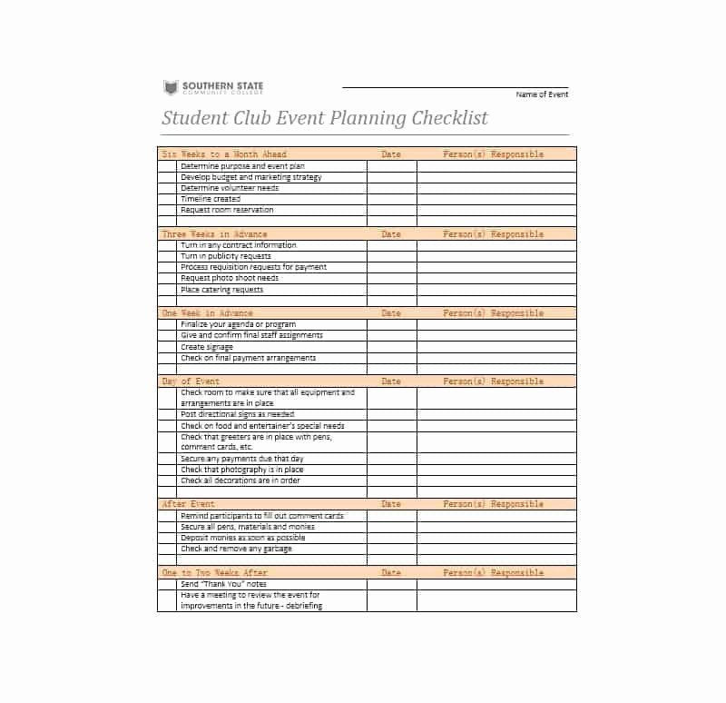 Corporate event Planning Template Party Planning Checklist Template New 50 Professional event
