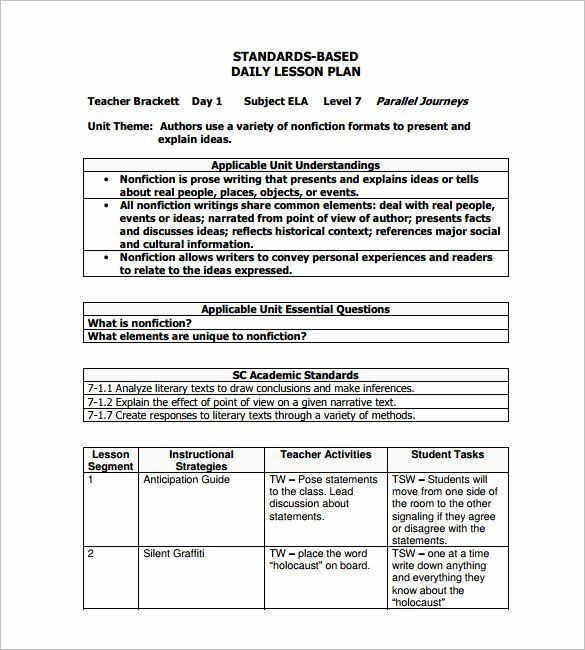 Create A Lesson Plan Template formal Lesson Plan Template Elegant Daily Lesson Plan