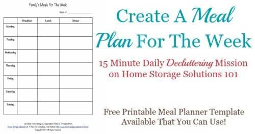 Create A Meal Plan Template Printable Weekly Meal Planner Template